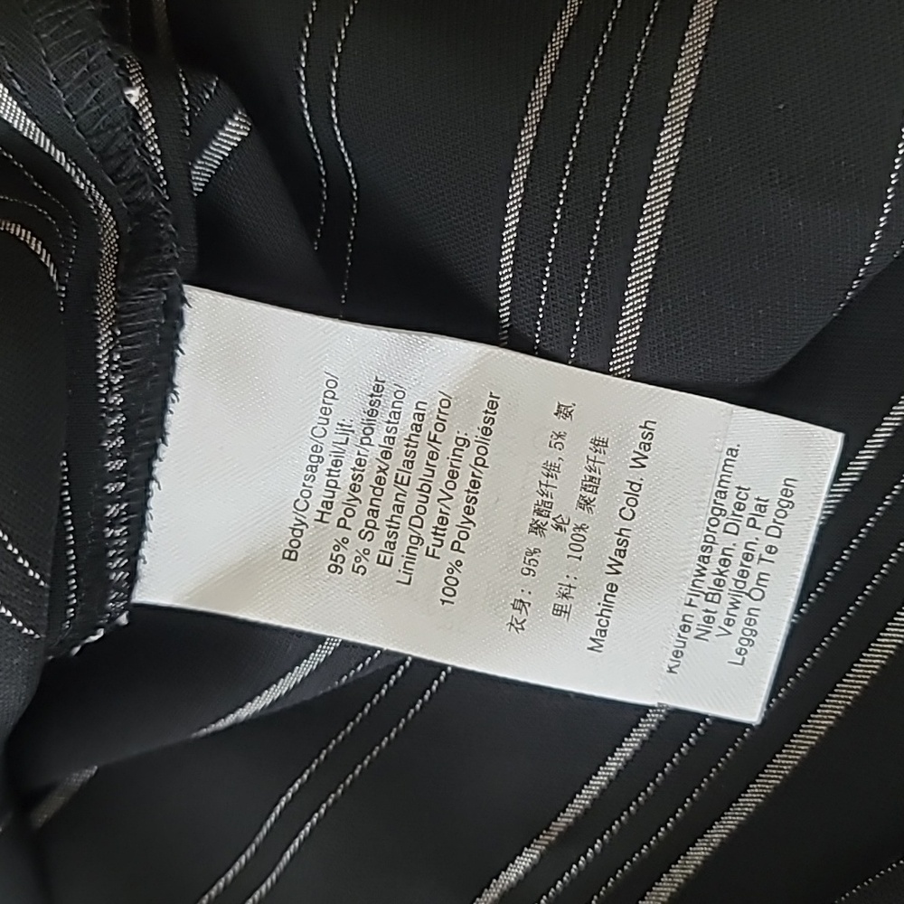 NTW Donna Karan Black White Stripe High Low Dress Short Sleeve Sz 8 - Picture 8 of 9